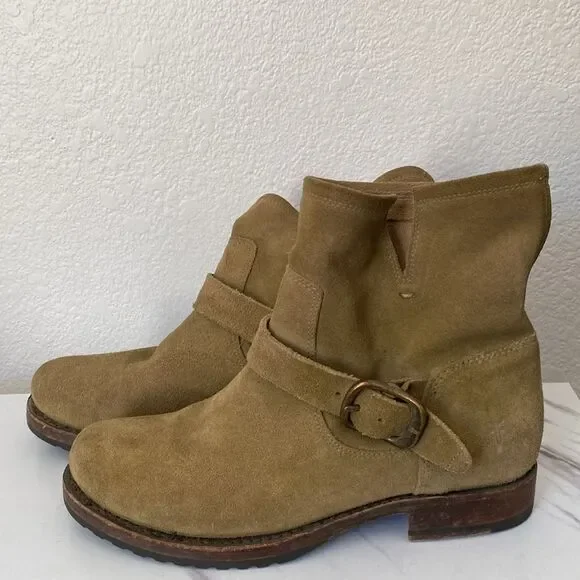 Frye Veronica Moto Green Suede Bootie - Picture 2 of 8